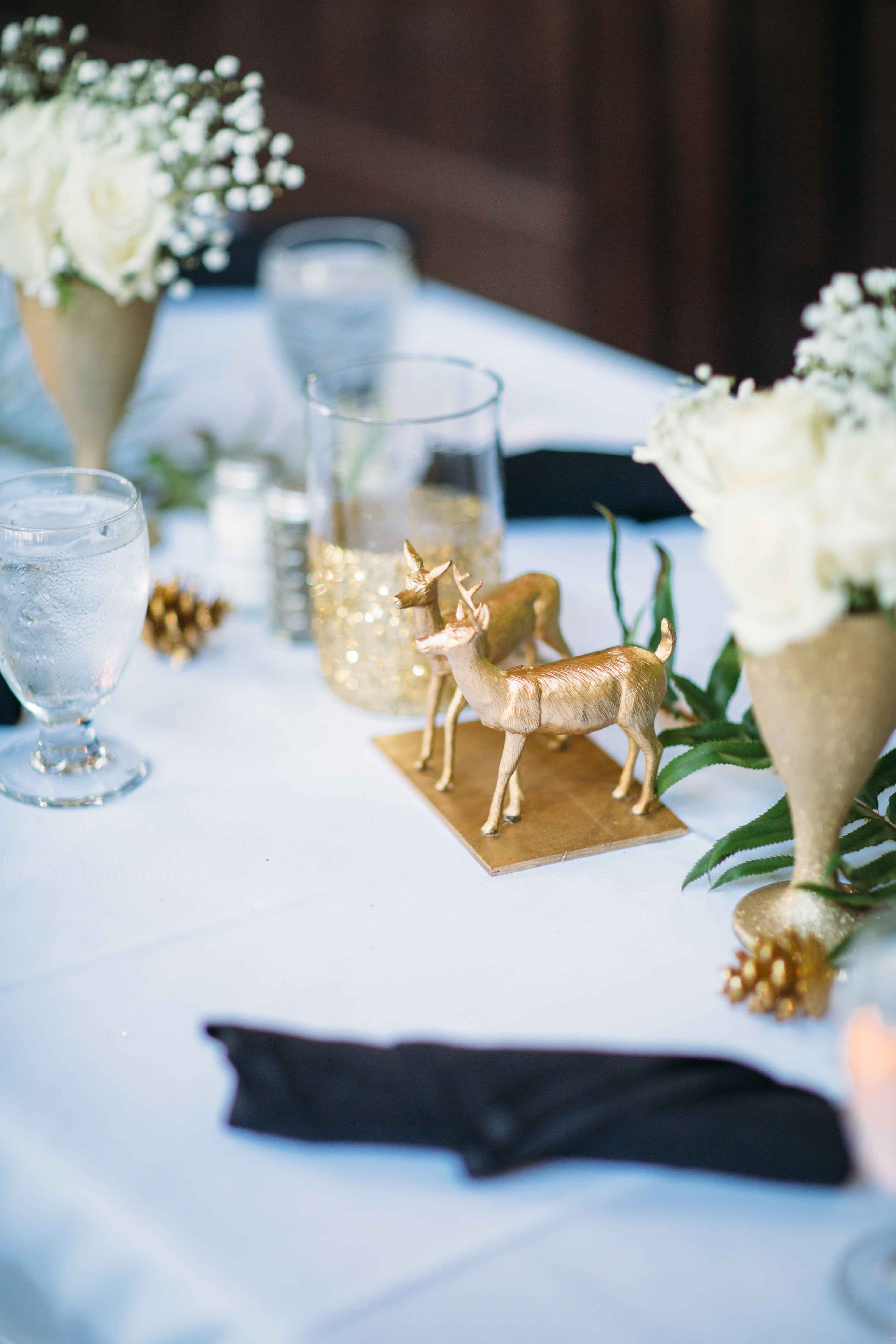 Wedding table setting with deer