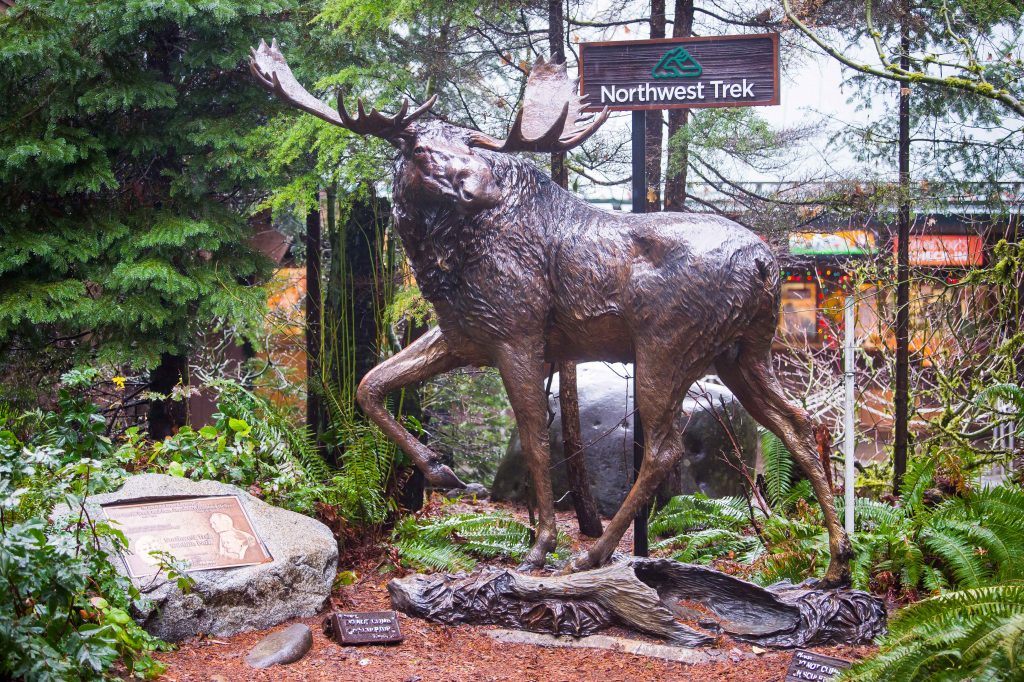Moose statue at front gate