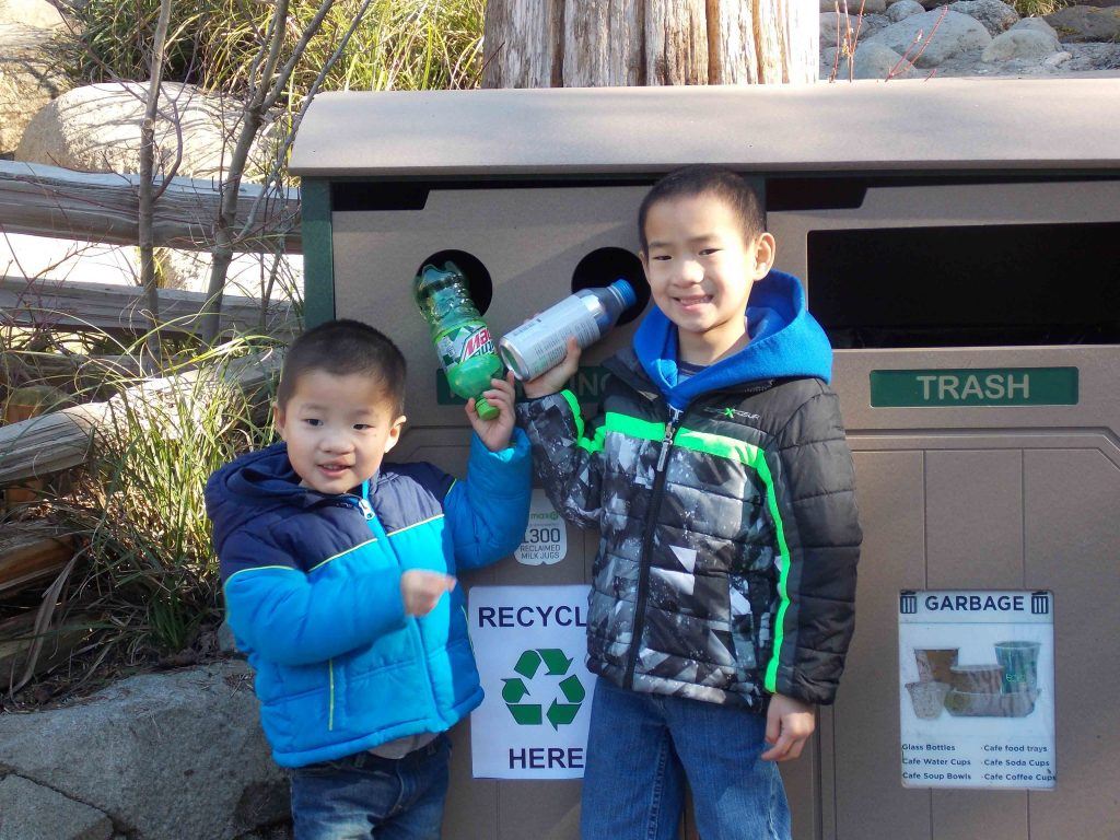 Boys recycling