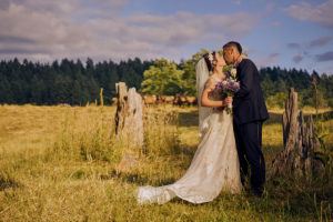 Wedding couple in meadow